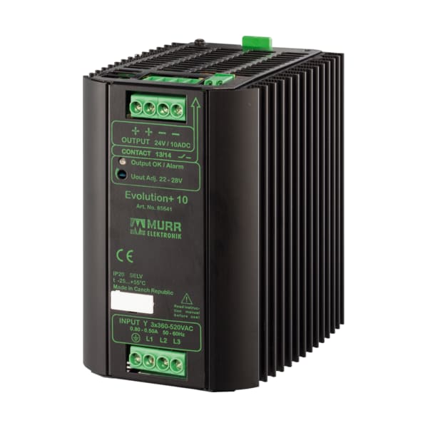 Murrelektronik EVOLUTION+ POWER SUPPLY 3-PHASE, IN: 360-520VAC OUT: 22-28V/10ADC, Alarm Contact and varnished PCB 85641 - main